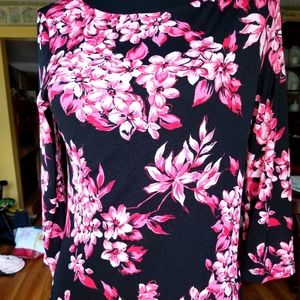 Style & co  black red pink knit top